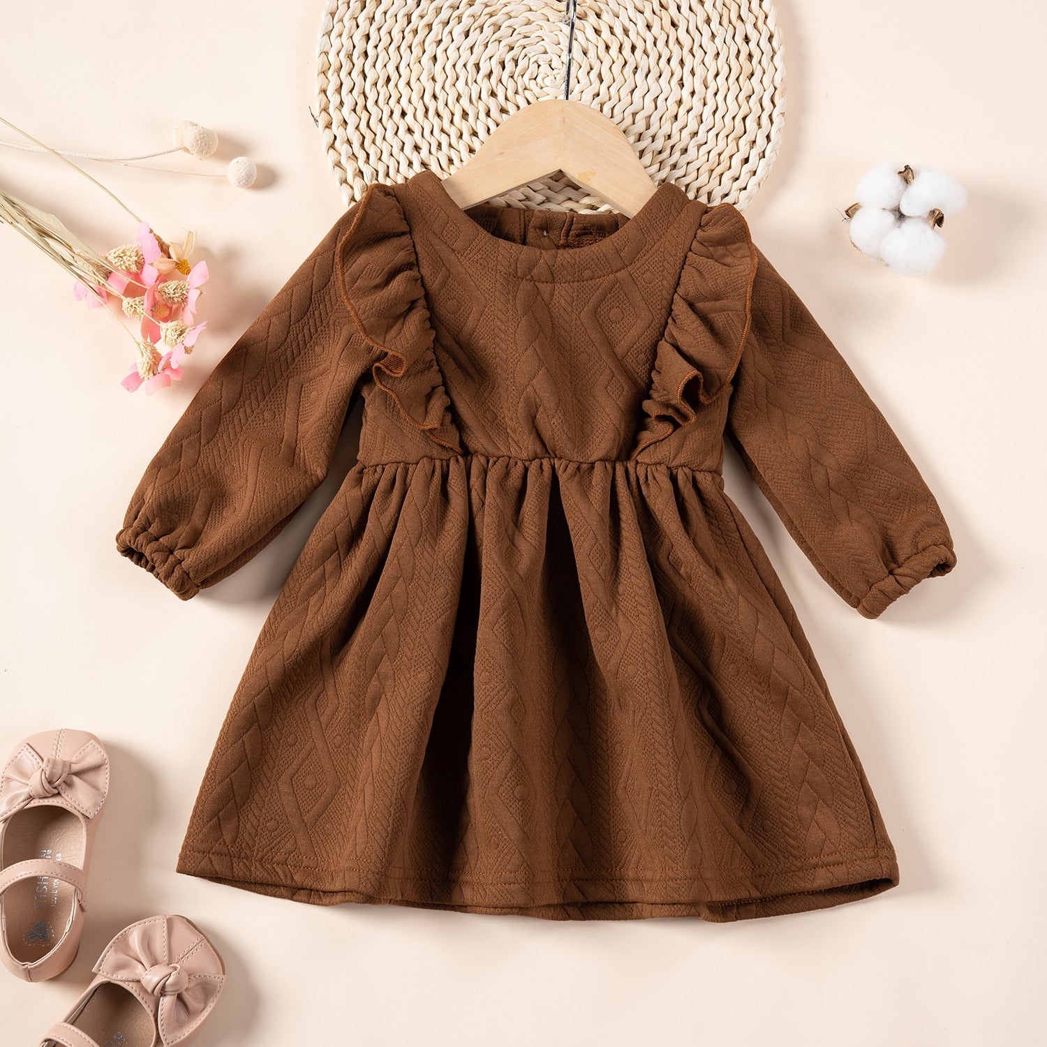 Baby Girl Dress Ruffle Long Sleeve Toddler A-Line One-Piece Dress Atom Oracle Baby Girl Dress Ruffle Long Sleeve Toddler A-Line One-Piece Dress Atom Oracle