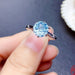 Sterling Silver Blue Topaz Ring Women's Fashion Wedding Jewelry