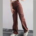Vintage Straight Baggy Trousers Casual Waist Pocket Women's Denim Cargo Pants