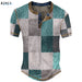 Men's Waffle Henley Oversize T-shirts Graphic Plaid Color Block Apparel