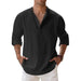 Men's Linen Long Sleeve Shirts Breathable Solid Color Casual Cotton Linen Shirt