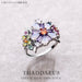 Colourful Flowers Ring Women's Bohemia Sterling Silver Jewelry
