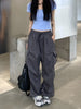 Women's Wide Leg Cargo Pants Drawstring Streetwear Jogger Trousers