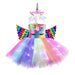 Girls Shiny Unicorn Angel Dress Kids Glowing Party Princess Dresses