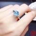 Sterling Silver Blue Topaz Ring Women's Fashion Wedding Jewelry