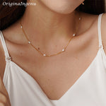 Natural Pearl Necklace 14K Gold Filled Handmade Pendants Collier Jewelry