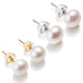 Natural Freshwater Pearl Stud Earrings Sterling Sliver White Pearl Earrings Jewelry