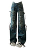 Women Y2k Streetwear Multi-Pocket Blue Denim Cargo Jeans Pants