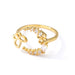 Vintage Zircon Adjustable Rings Women's Stainless Steel Jewelry