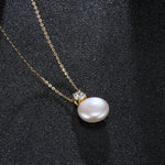 Natural Freshwater Pearls Pendant Necklace Princess Style Zircon Pendant Jewelry