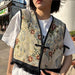 Ethnic Style Women Vintage Floral Short Vest Jacket Loose Casual Sleeveless Tops