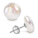 Women's Button Pearl Stud Earrings Freshwater Cultured Pearls Sterling Silver Jewelry