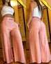 Casual Plain Pocket Design Pants Women's High Waist Wide Leg Pants