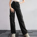 Vintage Straight Baggy Trousers Casual Waist Pocket Women's Denim Cargo Pants