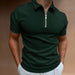 Men's Solid Color Polo Tees Short Sleeve Turn-Down Collar Zipper Polo T-Shirt