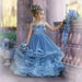 Dusty Blue Flower Girl Dresses Kids Pageant Gowns Tulle Ruffled Dress