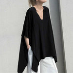 Fashion Chic V-Neck Irregular Shape Tops Batwing Sleeve Women's Clothes