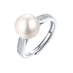 Natural Freshwater Pearl Resizable Ring Women Sterling Silver Jewelry