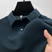 Men's Lop-Up Hollow Short Sleeved Polo Tees Ice Silk Breathable T-Shirt