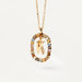 Initial Letter Pendant Necklace Colored Zircon Letter Women's Fine Jewelry