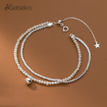 Mini Natural Freshwater Pearls Bracelet Double-Layer Silver Chain Pearl Jewelry