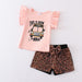 Back To School Outfit Girls Clothes School Bus ABC Pencil Leopard Print Kidswear