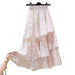 Women Floral High Waist Elegant A-line Long Maxi Skirts Ladies Chiffon Skirts