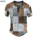 Men's Waffle Henley Oversize T-shirts Graphic Plaid Color Block Apparel
