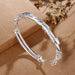 Sterling Silver Bracelet Bangle Adjustable Bamboo Joint Women Fashion Jewelry
