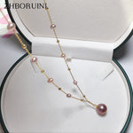 Big Round Pearl Pendant Natural Freshwater Pearl Necklace 18K Gold Plating Women's Jewelry