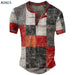 Men's Waffle Henley Oversize T-shirts Graphic Plaid Color Block Apparel