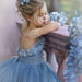 Dusty Blue Flower Girl Dresses Kids Pageant Gowns Tulle Ruffled Dress