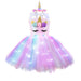 Girls Shiny Unicorn Angel Dress Kids Glowing Party Princess Dresses