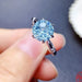 Sterling Silver Blue Topaz Ring Women's Fashion Wedding Jewelry