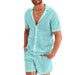 Men's T-Shirt Pants Suit Casual Breathable Solid Color Short Sleeve Beach T-Shirt Shorts Set