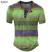 Men's Waffle Henley Oversize T-shirts Graphic Plaid Color Block Apparel