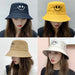 Unisex Bucket Hat Smiley Embroidery Cotton Hip Hop Hat