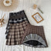 Korean Style Plaid Pleated Skirt High Waist Thin A-line Short Skirts