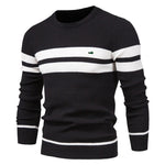 Men's Winter Stripe Sweater Thick Warm Pullovers Men's O-Neck Slim Sweaters