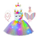 Girls Shiny Unicorn Angel Dress Kids Glowing Party Princess Dresses