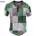 Men's Waffle Henley Oversize T-shirts Graphic Plaid Color Block Apparel