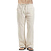 Men's Cotton Linen Pants Solid Color Breathable Linen Trousers