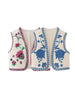 Vintage Flower Embroidery Vest Jackets Women's V-Neck Cardigan Shirts