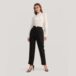 Women's Premium Plain Tucked Tapered Pants Elastics Waist Cropped Trousers