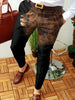 Men's Business Casual Trousers Geometric Pattern Print Straight Long Pants