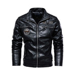 Men's High Quality Fashion Coat Leather Jacket Motorcycle Jackets Warm Overcoat