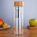 Stainless Steel Double Wall Water Bottle – Travel Tea Infuser with Bamboo Lid