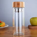 Stainless Steel Double Wall Water Bottle – Travel Tea Infuser with Bamboo Lid
