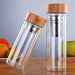 Stainless Steel Double Wall Water Bottle – Travel Tea Infuser with Bamboo Lid