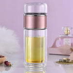 High Borosilicate Glass Tea Tumbler – Double-Layer Insulated Water Bottle